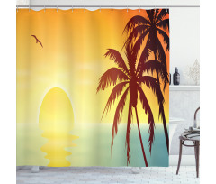 Tropical Sunset with Ombre Sky Shower Curtain