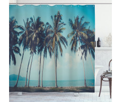 Summer Themed Tropical Shore Shower Curtain