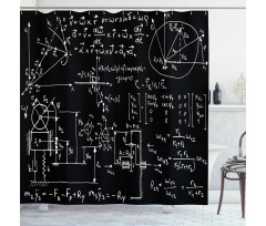 Mechanical Formula Sketched Shower Curtain