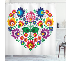 Slav Flowers Heart Shower Curtain