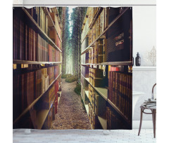 Abstract Library in Woods Shower Curtain