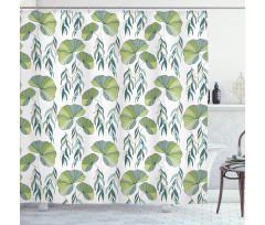 Foliage Water Lilies Shower Curtain