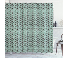 Chinese Curlicue Flowers Shower Curtain