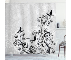 Floral and Grunge Shower Curtain