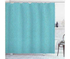 Blue Monochrome Zigzags Shower Curtain
