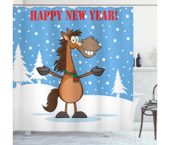 Horse in Snow Winter Shower Curtain