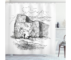 Hand Drawn Mountain Design Shower Curtain