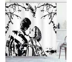 Young Couple in Love Print Shower Curtain