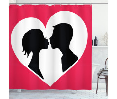 Couple Silhouette in Heart Shower Curtain