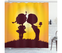 Children Silhouettes Shower Curtain