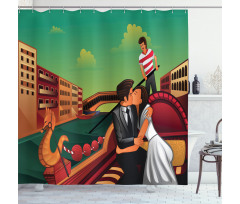 Romantic Couple on Gondola Shower Curtain