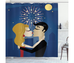 Couple Fireworks at Night Shower Curtain