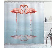 Birds Necks Shape as Heart Shower Curtain