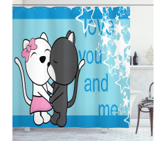 Love You and Me with Cats Shower Curtain