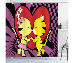 Cartoon Tigers Heart Shower Curtain