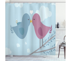 Simple Birds Romance Doodle Shower Curtain