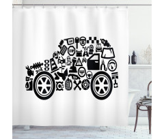 Car Shape Pictograms Shower Curtain