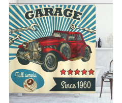 Retro Car Garage Art Shower Curtain