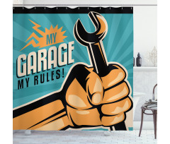 Retro Holding Wrench Shower Curtain