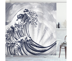 Oriental Japanese Waves Shower Curtain