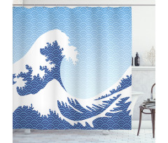 Wave in Vintage Theme Shower Curtain