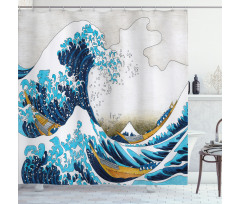 Oceanic Wave of Kanagawa Shower Curtain