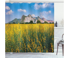 Sunhemp Flowers in a Meadow Shower Curtain