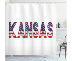 Kansas in Striped Lettering Shower Curtain