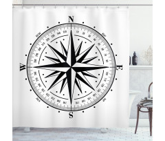 Simple Monochrome Windrose Shower Curtain