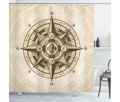 Vintage Nautical Windrose Shower Curtain