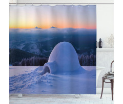 Huge Snowy Hut Shower Curtain