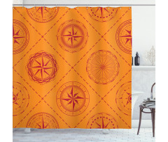 Windrose in Rhombuses Shower Curtain