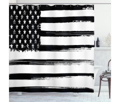 Grunge Monochrome USA Flag Shower Curtain