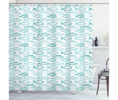 Sketchy Fish Breeds Pattern Shower Curtain