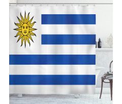 Simple Stripes and Sun Flag Shower Curtain