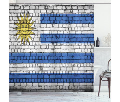 Flag Painted on Birck Wall Shower Curtain