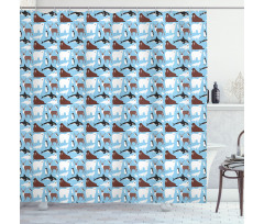 Arctic Animals Aquatic Shower Curtain