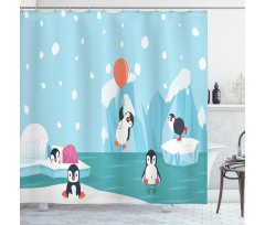 Penguins on Ice Shower Curtain