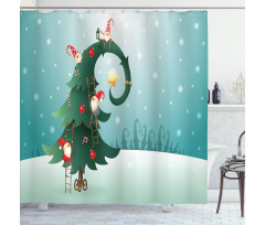 Christmas and Gnomes Shower Curtain