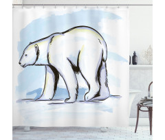 Pencil Sketch Polar Bear Shower Curtain