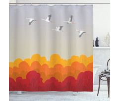 Flying Strokes Autumn Forest Shower Curtain