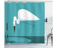 Bird Stands on Lake Shore Shower Curtain