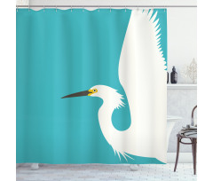 Side Drawn Heron Bird Shower Curtain