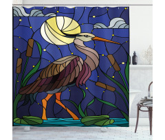 Stain Glass Brown Tone Heron Shower Curtain