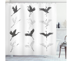 Greyscale Bird Different Side Shower Curtain