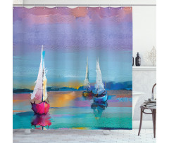 Modern Art Boat Sail Shower Curtain