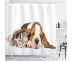 Puppy Kitten Sleeping Shower Curtain