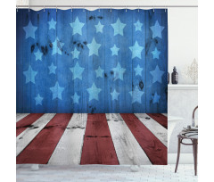 Grunge Stars Stripes Shower Curtain