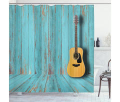 Guitar and Vintage Wall Shower Curtain