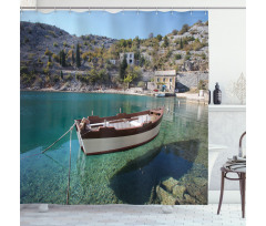 Tranquil Scene Boat on Bay Shower Curtain